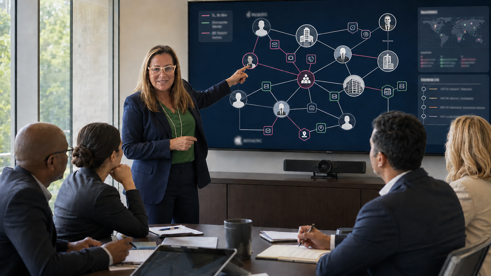 An instructor teaching intelligence link analysis to a diverse group of professionals